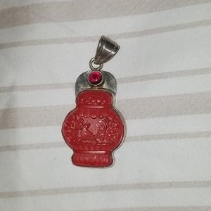 Sterling silver cinnabar pendant
